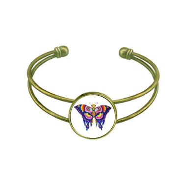 Imagem de Bracelete tradicional chinesa com padrão de borboleta de pipa estilo retrô, joia de punho aberto