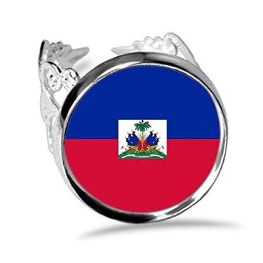 Imagem de DIYthinker Anel de noivado ajustável com bandeira nacional da América do Norte do Haiti