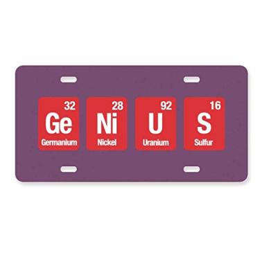 Imagem de DIYthinker Elemento químico ciência Ge Ni U S placa de licença decoração aço inoxidável automóvel