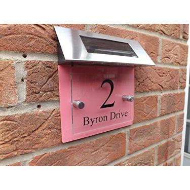 Imagem de Placas do número da casa com luz solar Personalizar placa de sinalização da casa moderna Placa do número da porta Vidro da rua Efeito pastel