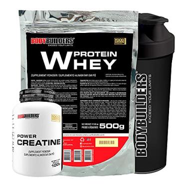 Imagem de Kit Whey Protein Baunilha 500g + Power Creatina 100g + Coqueteleira - Bodybuilders