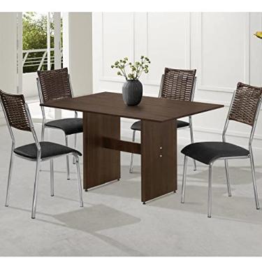 Imagem de Conjunto Sala de Jantar Mesa 120x80cm com 4 Cadeiras Donna Aço Nobre Móveis Preto/marrom