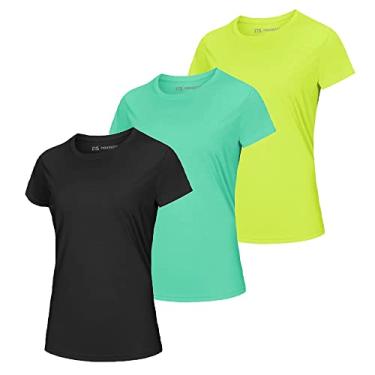 Imagem de Kit 3 Camisetas Feminina Moda Fitness Dry Fit Premium Uv 50+ (M, Preto, Amarelo, Verde)