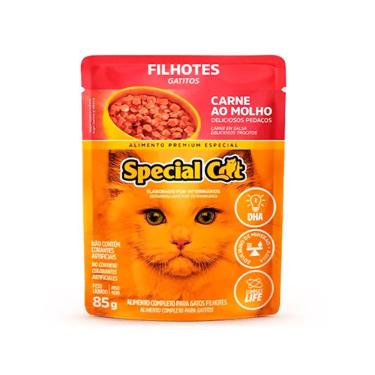 Imagem de Kit 20 Raçao Special Cat Sache Gatos Filhotes Carne 85G