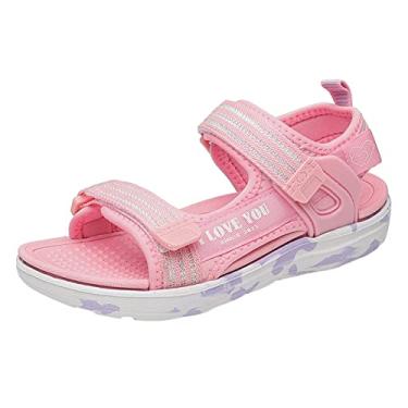 Imagem de Sandálias de menina tamanho 5 sapatos infantis grandes moda sandálias de praia leves macias meninas gato chinelos tamanho 2, Vermelho, 21 BR