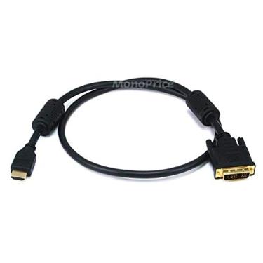 Imagem de Monoprice 102661 Cabo HDMI para adaptador DVI de alta velocidade 28AWG com núcleos de ferrite - Preto