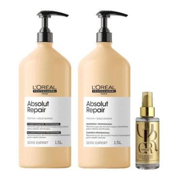Imagem de Kit Shampoo E Cond L'oreal Gold Quinoa E Oil Reflections - L'oreal Pro