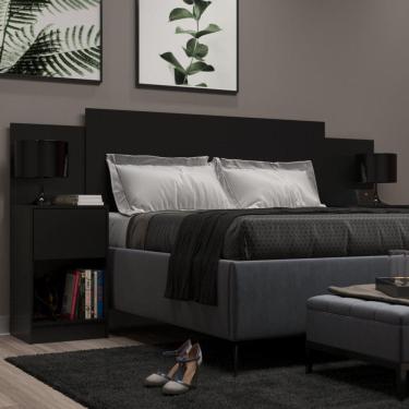 Imagem de Cabeceira de Casal Sublime 2 Gavetas 2 Nichos Preto