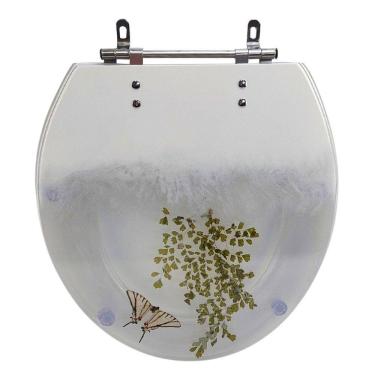 Imagem de Assento Sanitário Poliéster para Louça Azálea/standard/carina/flamingo/fiore/sabará Aço Decorado `av Branco