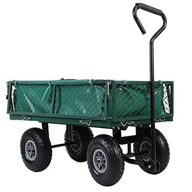 Imagem de Carrinho de jardim dobrável carrinho de jardim na roda 4 rodas ao ar livre carrinho de mão dobrável carrinho de praia vagão dobrável para transporte de praia dobrável hopeful