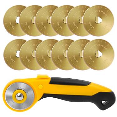 Imagem de AUTOTOOLHOME Cortador rotativo de 45 mm, cortador automático de tecido, lâminas de troca rápida com trava de segurança para acolchoamento, costura, artesanato, 10 peças de lâminas de substituição de