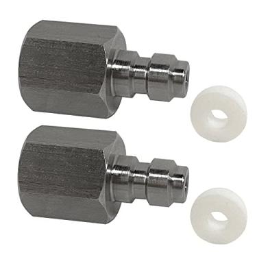 Imagem de HMKUGO Pacote com 2 adaptadores de plugue de desconexão rápida de 8 mm, rosca fêmea BSPP de aço inoxidável, acessórios de carregamento de paintball PCP com anel de vedação