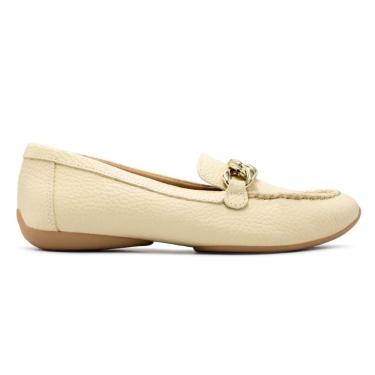 Imagem de Mocassim Usaflex Feminino Couro Enfeite Corrente Casual AL3303
