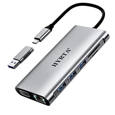 Imagem de Estação de ancoragem USB C, monitor duplo 12 em 1 Displaylink USB 3.0 para USB-C Dock com HDMI, VGA, USB A 3.0, PD3.0, estação de ancoragem para laptop MacBook Pro & Air/M1/M2/M3/HP e mais portas USB