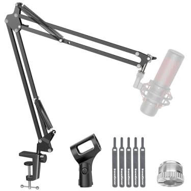 Imagem de InnoGear Braço de microfone, braço de microfone atualizado suporte de suspensão boom com clipe adaptador de parafuso de 9,5 mm a 16 mm para Blue Yeti Snowball, HyperX QuadCast SoloCast, Yeti X e outros microfones, grande