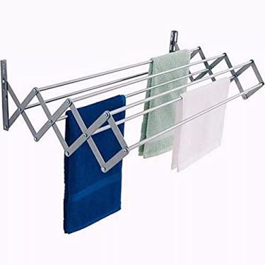 Imagem de Varal de Parede Sanfonado Retrátil Seca Roupas 100% Alumínio Ideal Para Apartamentos Não Enferruja (1 Metro)