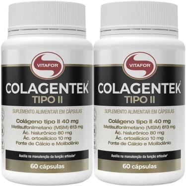Imagem de Kit 2 Colagentek Vitafor Tipo II 60 cápsulas 790mg