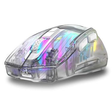 Imagem de Mouse para jogos sem fio 2.4G BT5.0 com fio Tri-Mode recarregável, mouses para e-sports ajustáveis de 3600 DPI, iluminação RGB, design leve e ergonômico, botões silenciosos e confortáveis, b