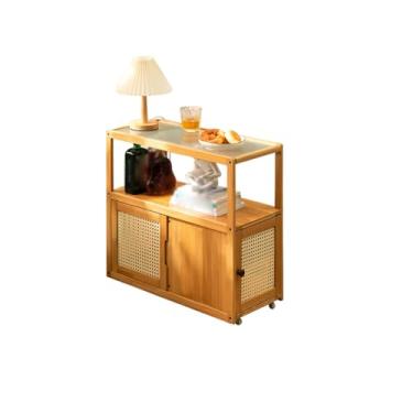 Imagem de Movable Side Table，Small coffee table，Narrow Side Table，Sofa side table，Square Side Table，Nightstand with Storage Shelves，for Small Spaces，Bedroom，Living Room，Yellow，Black，Brown(Yellow)