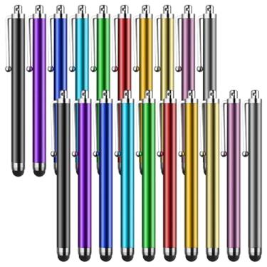 Imagem de SLKIJDHFB Caneta Stylus [pacote com 20] canetas de tela sensível ao toque capacitivas universais para tablets, iPad Mini, iPad Pro, iPad Air, smartphones, Samsung Galaxy - várias cores
