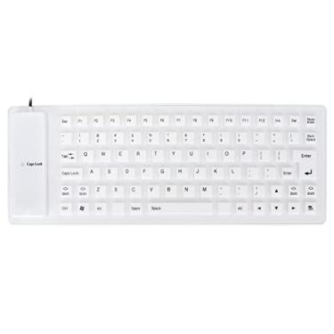 Imagem de Teclado de Silicone Leve Portátil à Prova D'água Macio e Confortável Teclado de Silicone Com Fio USB para PC (Branco)