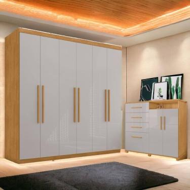 Imagem de Jogo De Guarda Roupa E Cômoda Itabatã Naturalle Off White