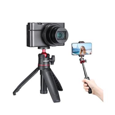 Imagem de MT-08 Mini tripé preto para câmera, parafuso universal de 0,6 cm para câmera Vlog Sony/Canon/Nikon/Fujifilm, suporte de tripé portátil extensível, portátil, vlogging, suporte para mesa de filmagem