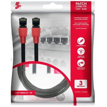 Imagem de Cabo de Rede CAT7 PATCH CORD FTP 600 MHZ / 10 GBPS 3M Vermelho - 5+