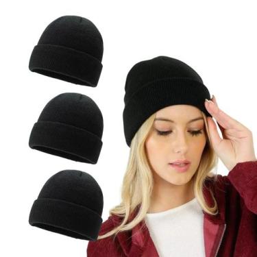 Imagem de Kit 3 Touca Gorro Adulto Poliester Frio Inverno Unissex - Darujo, Pret