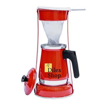 Imagem de Bule Com Mancebo Coador De Café Retro Em Alumínio - DA ALUMINIOS, Verm