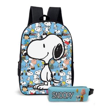 Imagem de Kit Mochila com Estojo Escolar Infantil do Snoopy Menina e Menino  - U