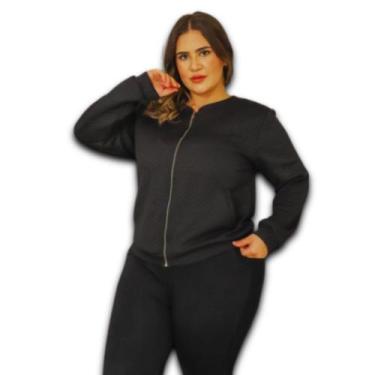 Imagem de Calça Feminina Moleton Forrado c/ Punho Detalhe Matelasse Plus Size - 