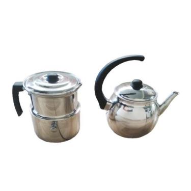 Imagem de Kit Conjunto Chaleira 2L E Leiteira Com Apito 1,6L Extang