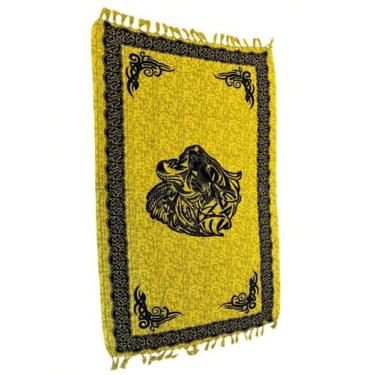 Imagem de Canga Indiana Poliéster Estampada Indiana Leão Fundo Amarelo - KIARA B