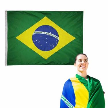 Imagem de Bandeira do brasil dupla face 145x100cm - GRÁFICA PICA PAU