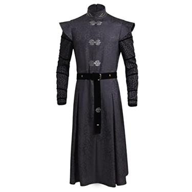 Imagem de Kucos Mens Cosplay Costume Daemon Targaryen Cape Robe Trench Coat Jacket Prince of the City Overcoat Windbreaker Halloween (Small, Gray)