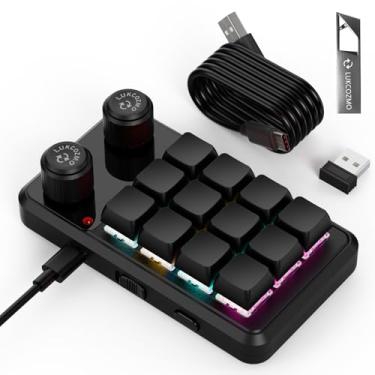 Imagem de Teclado Macro Pad Macro Teclado Programável Personalizado 12 Teclas Mini Teclado Mecânico Gaming Teclado com Uma Mão RGB OSU Micro Teclado Macropad Botão Receptor Sem Fio e Cabo Tipo C 1 m (Preto)