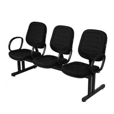 Imagem de Cadeira Longarina Diretor LISA 03 Lugares para recepção Cor Preto MART