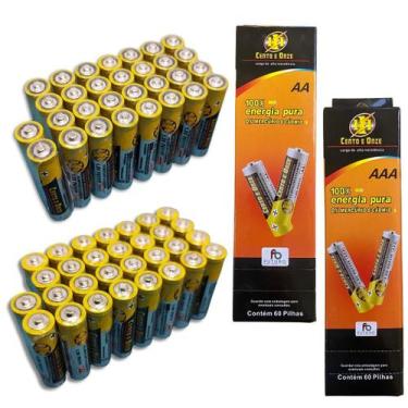 Imagem de Kit 30 Und Pilhas Palito AAA + 30 Pilhas AA Comum Para Controle Relógi
