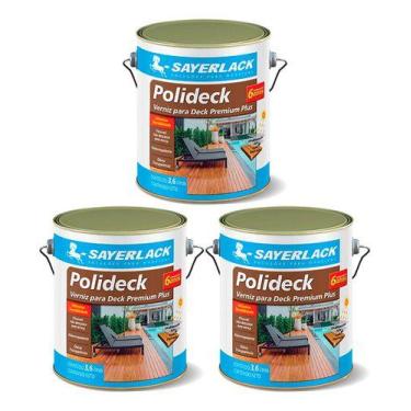 Imagem de 3 Verniz Deck Polideck Madeira Piscina 3,6lt Semibrilho Sayerlack, Sem