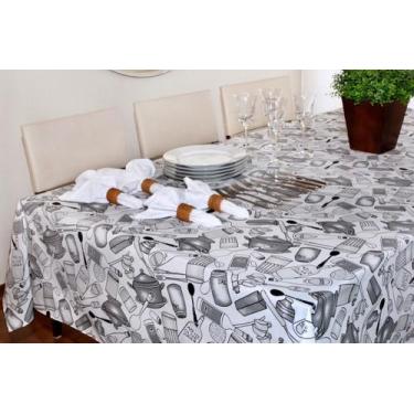 Imagem de Toalha de Mesa Quadrada Impermeavel 140x140cm Azeite Cinza - PIETRA