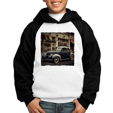 Imagem de Moletom Infantil Carro clássico na cidade - Foca na Moda, Branco, Pret