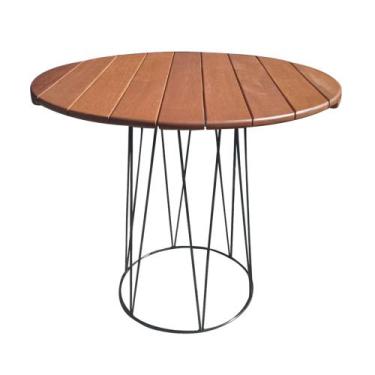 Imagem de Mesa para Área Gourmet Redonda 90cm Logan Base em Ferro Preto - MAHARA