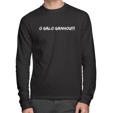 Imagem de Camiseta Algodão O GALO GANHOU!!! Manga Longa - Foca na Moda, Preto, G