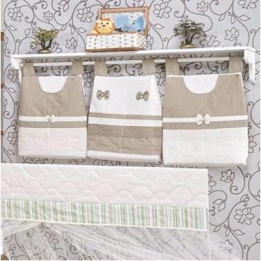 Imagem de Porta Fraldas de Varão Cáqui Com Palha 03 Peças - Happy Baby