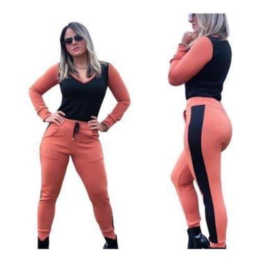 Imagem de Conjunto Inverno Frio Blusa Manga Longa Calça Agasalho Blusa - Dona Mo