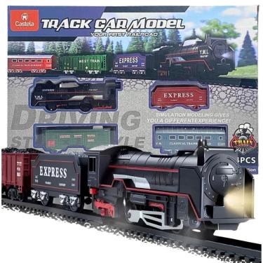 Imagem de Trem 3 Vagões Locomotiva Com Pista Luz Brinquedo - Castela