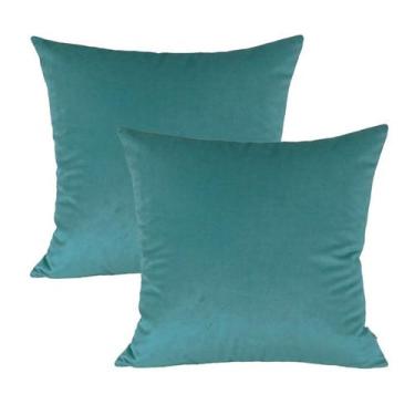 Imagem de Kit 2 Capas para Almofada em Veludo Liso 43x43 com Enchimento 50x50 Vá