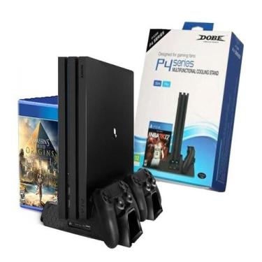 Imagem de Base Suport Vertical Carregador Cooler 3 Em 1 Ps4 Slim Pro - DACAR