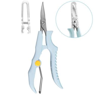 Imagem de Tesoura Ponta Curva Arremate Acabamento Artesanato 12cm Azul - Premier